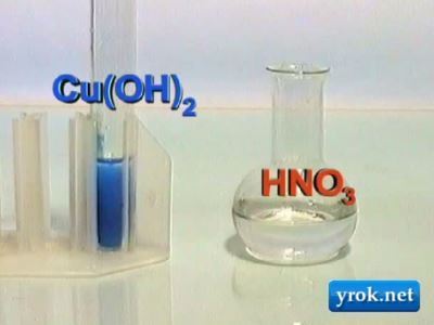 Хімічний дослід: Взаємодія купрум гідрооксиду і нітратної кислоти