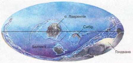 Карта Землі кінця кембрійського періоду