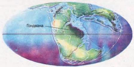 Карта Землі початку юрського періоду