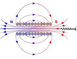 Визначення полюсів магнітного поля котушки зі струмом за правилом свердлика